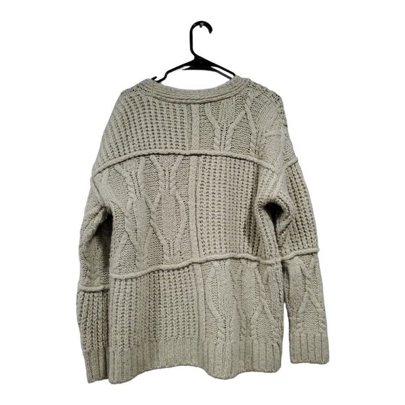 Zara Women's Patchwork Chunky Knit Open Front Cardigan Sweater Light Gre… - Picture 2 of 12